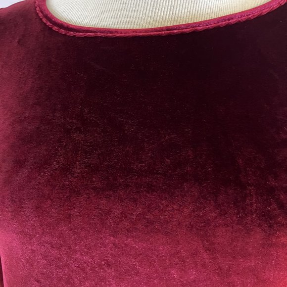 Burgundy Faux Velvet Long Sleeve Dress Womens Size S - Picture 8 of 13
